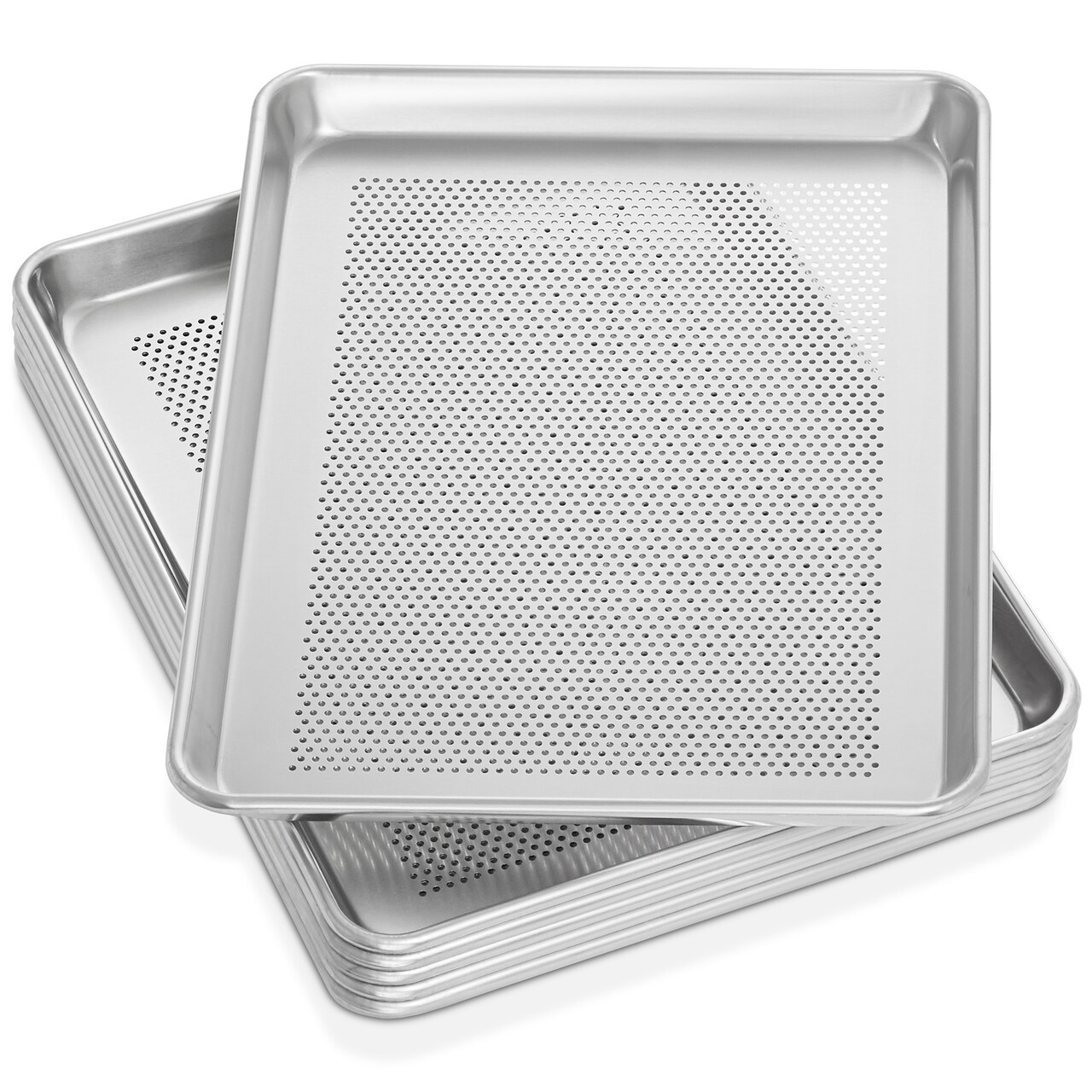 GRIDMANN Commercial Grade Aluminium Cookie Sheet Baking Tray - 6 Pans